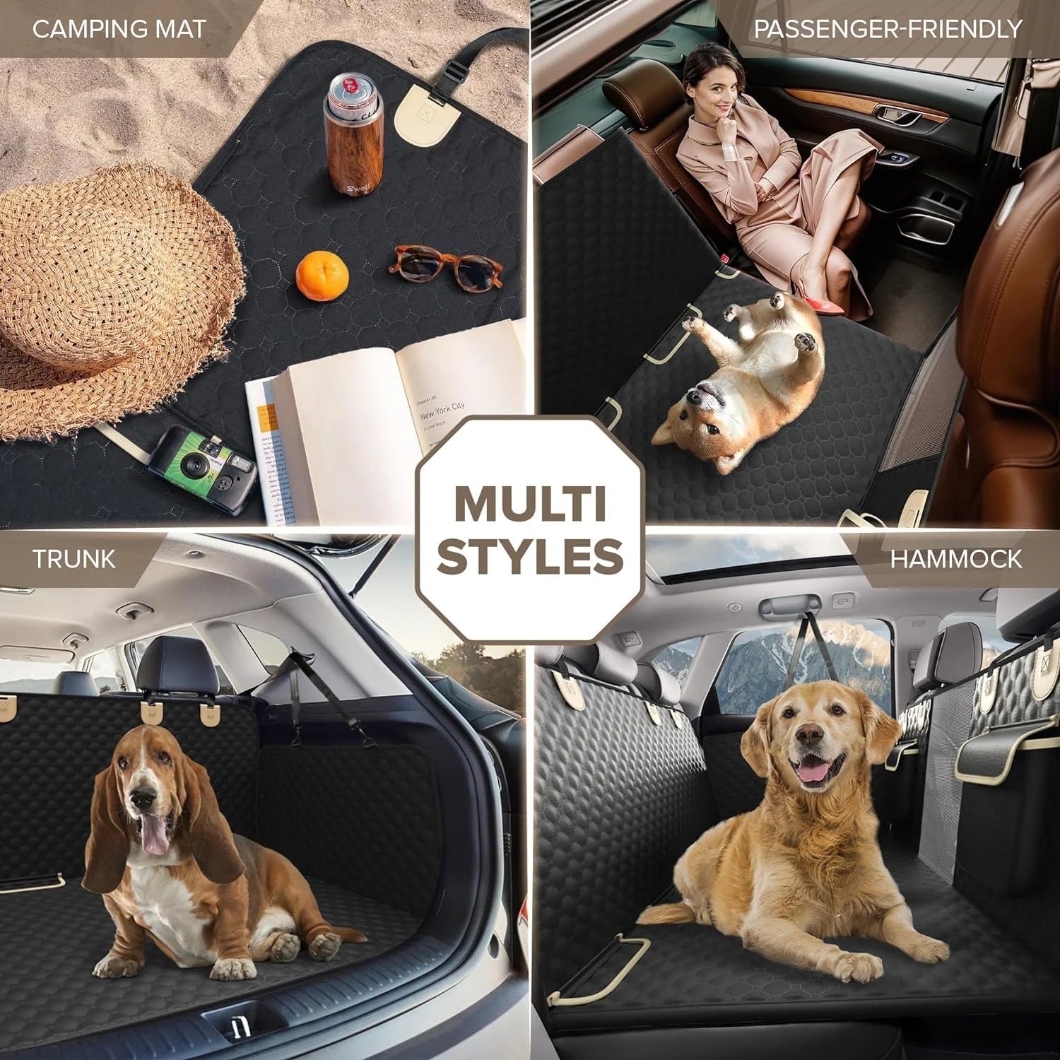  Heavy Duty, Waterproof, Nonslip Dog Car Seat Cover with Extender for Aggressive Chewer for Pets