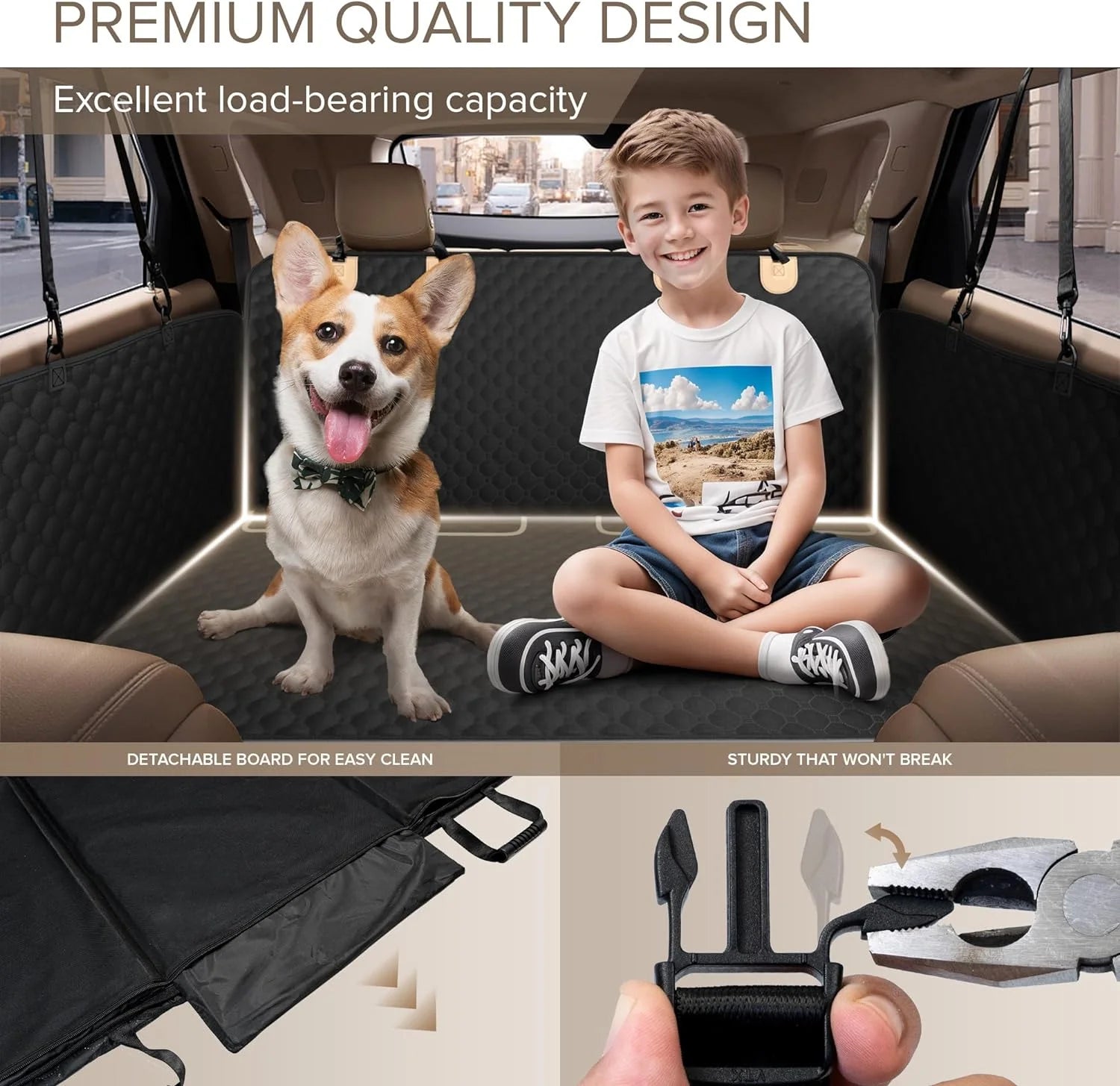  Heavy Duty, Waterproof, Nonslip Dog Car Seat Cover with Extender for Aggressive Chewer for Pets