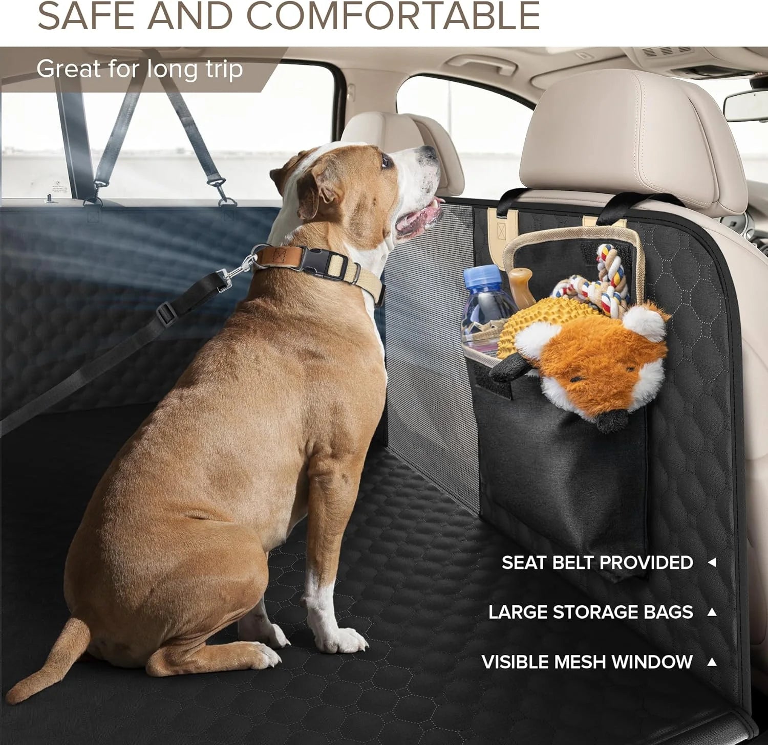  Heavy Duty, Waterproof, Nonslip Dog Car Seat Cover with Extender for Aggressive Chewer for Pets